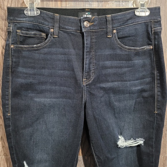 Lularoe Tummy Control Distressed Ankle Jeans Size 32 x 26.5 High Rise Dark Wash - Picture 2 of 10